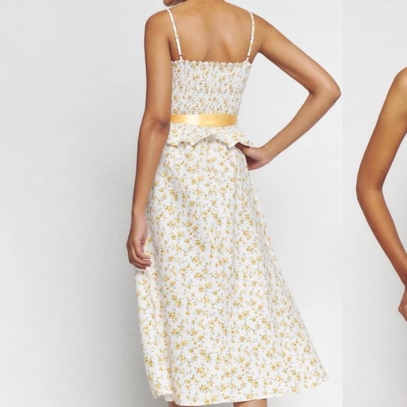 REFORMATION 100% Linen Ditsy Floral Spaghetti Strap Miles Dress Size Medium NWT - Picture 6 of 9